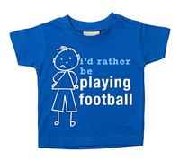 60 Second Makeover Limited Garçons I'd Plutôt Être Jouer T-Shirt De Football Bébé Tout-Petit Enfants Disponible en Tailles 0-6 Mois pour 14-15 Ans Bâton De Fils Personne - Bleu, 7-8 Years