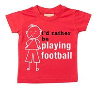 60 Second Makeover Limited Garçons I'd Plutôt Être Jouer T-Shirt De Football Bébé Tout-Petit Enfants Disponible en Tailles 0-6 Mois pour 14-15 Ans Bâton De Fils Personne - Rouge, 5-6 Years