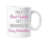 60 Second Makeover Limited , Mug en céramique Only Best Friends Get Promoted To Fairy Godmother - Cadeau pour un ami, un baptême, Noël, un anniversaire, 60SECMUG728