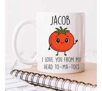 60 Second Makeover Mug humoristique personnalisé avec inscription « Any Name I Love You from My Head to ma-Toes » - Motif tomate - Cadeau unique - Cadeau pour tout le monde