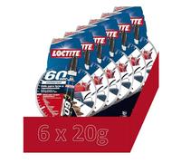 60 Secondes Super Glue - Colle Adhésif multi-usage 60 secondes pour tous les matériaux - Formule gel flexible - Tube 6 x 20 g