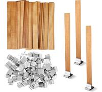 60 Sets Wooden Candle Wick With 25 Metal Bases,13 × 130 Mm Adjustable Wooden Candle Wicks For Candle Making