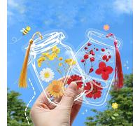 60 Signets de Fleurs Séchées Transparentes, Marque Page Original Autocollant Fleur Comme Accessoire Lecture Cadeau Maitresse D'école Fin D'année Marque Page Enfant Herbier Transparent Autocollant