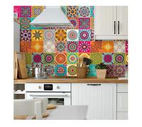 60 Stickers muraux Cuisine - Sticker Mural - Carreaux de Ciment adhésif Mural - Stickers Muraux azulejos - Sticker Carrelage adhesif Mural Salle de Bain 10 x 10 cm - 60 PCS Carreau de Ciment adhesif