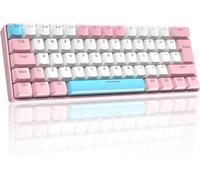 60% UK Layout Mechanical Gaming Keyboard,62 Keys Ultra-Compact Blue Switches,Mixed Color Wired Keyboard,19 RGB Backlight Modes-Pink White