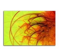60 x 80 cm abstrakt017 _ Impression sur toile jaune fluo vert orange rouge art abstrait impression sur toile en intemporel Salon Top murale moderne conception