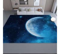 60 x 90 cm Bleu Foncé Tapis Salon Design Carré - Tapis Doux et Antidérapant Imprimé Fantaisie Espace Étoiles Terre, pour Chambre d'adulte Cuisine Chambre d'enfant