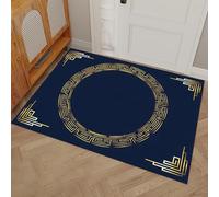60 x 90 cm, paillasson d'entrée intérieur et extérieur, Tapis à Style européen Classique Bordure à Motif Grec, Tapis de Sol résistant à la décoloration, Profil Bas, Facile à Nettoyer Bleu Marine
