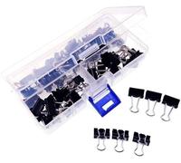60 X Black Metal Double Folding Clips 15 Mm Mini Fold-Out Paper Clips With Box Small Document Clips Drawing Fold-Out Photo Clips For Documents School Office