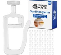 60 x Glisseurs de Rideau,Glisseur à Tête Plate de Ø 7 mm,pour Rails avec Largeur de Roulement de 3-4 mm et Chambre de Roulement de 8x3 mm,Accessoires pour Rideaux,Crochets à Clapser Transparents