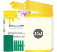 60 X Insect Traps,Anti Gnats,Glued Traps,Double-Sided Adhesive Stickers,Waterproof Yellow,Plant Protection Flower Fruit (60 Pieces).[P230]