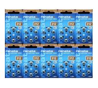 60 x Renata Taille 312 PR41 Lot de 6 Piles pour appareils auditifs Marron