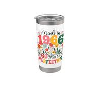 60 Year Old Made in 1966 Retro Floral 60th Birthday Women Gobelet isotherme en acier inoxydable double paroi
