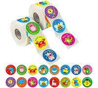 600 adorables autocollants incitatifs ronds pour animaux, Étiquettes encourageantes Récompense de l'enseignant pour les enfants, 16 modèles avec ligne perforée (3,8 cm de diamètre)