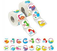 600 Autocollants Encouragement de récompense de l’enseignant Motivation Dinosaure Mega Pack en 16 dessins (chacun mesure 3,8 cm de diamètre)