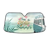 600 Bâche Pare Brise Protection Bonjour Été Affiche Plage Pare-Soleil Protecteur Isolant Car Pare-Soleil pour Camion, Véhicules, SUV, 70X130Cm