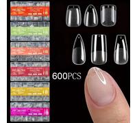 600 faux ongles courts en acrylique Transparent semi-mat en forme d'amande pour Extensions d'ongles et outils de manucure 600 Chinois se trouvent du côté chinois