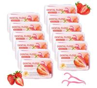 600 fil dentaire avec manche à la fraise pour les soins dentaires - Bâtonnets de nettoyage dentaire pour éliminer la plaque dentaire et les résidus alimentaires