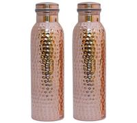 600 ml - Lot de 2 bouteilles d'eau en cuivre pur ou thermos Ayurveda pour la santé - Bouteille d'eau design sans joint