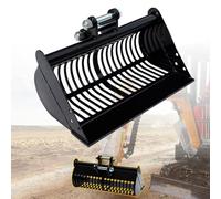 600 mm Godet cribleur pour mini-pelle 0,8 à 1,8 tonne, en acier au manganèse - Godet squelette sans dents 24" pour tamiser sable, terre et pierres, idéal pour le tri et le filtrage des matériaux