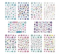 600+Motif Licorne 3D Nail Art Stickers Applique à ongles décoration d'ongle， pour Femmes Fille Enfants Licorne Anniversaire Fête Ongles Décoration