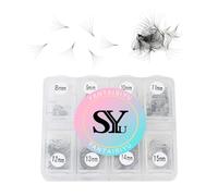 600 Pcs Extension Cils Easy Fan 5D Extension de Cils en Soie Bouquet Prefait Mix 8-15mm Faux Cils Individuel C Curl (5D-0.07-C-8-15mm)