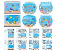 600 pcs Marins Autocollants, 32 Set Gommettes Animaux Marins, Animaux Marins Autocollants Set, Enfants Poisson Autocollants, Décoration de Autocollants Poisson Décoration de Fête sur Thème de l'Océan