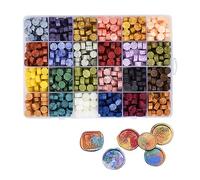 600 Pcs Scellé Perles De Cires, 24 Couleurs Kit de Octogonal Scellé Cire Timbre Cires Cachet DIY Cire Enveloppe Lettre Mariage Carte D'invitation (24 Couleurs)