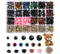 600 Pcs Yeux de Sécurité, 6-14 mm Yeux de Poupée avec Rondelles, Coloré Yeux et Nez de Securite en Plastique pour Peluche DIY Poupée Crochet Artisanat Marionnettes