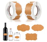 600 Pièces Étiquettes en Papier Kraft Auto-adhésif pour Bouteilles, Confiture, Bocaux et Cadeaux