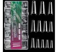 600 pièces Faux ongles extra larges en forme d'amande, couvrant complètement les ongles, ongles acryliques transparents droits sans courbe en C ABS