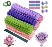 600 Pièces Fil Chenille, Cure Pipe Multicolores Cure-Pipes pour Bouquets de Tulipes et Loisirs Créatifs Bricolage et Décoration 30cm en 6 Couleurs