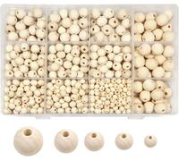 600 Pieces Natural Round Wooden Beads 6 Mm 8 Mm 10 Mm 12 Mm 14 Mm Cotton Thread Beads For Bracelet Jewellery Making Accessory Diy
