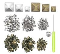 600 pièces Pyramid Square Squi 8/1215mm Rivets de Spike Rivets Punk Head Tête de oiseau, pour la ceinture de sac Chaussures de vêtements Projets de bricolage, avec forage Awl et tige(bronze,argent)