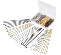 600 Pièces Tête Fines Épingles Droites Satin pour la Fabrication de Bijoux,5cm/2in Plaquées Carats Épingles à Bijoux en Acier Inoxydable,6 Couleurs Épingles à Tête Plate,pour Boucle Oreille,Pendentif