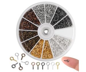 600 Pièces Vis à Œillets, 4 x 8mm Mini Crochet a Visser, Crochets à Oeil, Piton à Visser, Petits Œillets à Vissers, Vis à Oeil Auto-Taraudeuses pour La Fabrication de Bijoux, Les Loisirs Créatifs