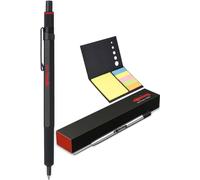 600 Stylos À Bille + Notes Adhésives + Recharge De Stylo (M) Encre Noire Corps Noir Avec Poignée Moletée Antidérapante