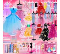 600+ Trousse de Création de Mode pour Filles, Design de Mode Bricolage Kits de Loisirs Créatifs Couture avec Mannequins Carnet de Croquis, Cadeaux D'anniversaire Noël pour Enfants 6 à 12 Ans