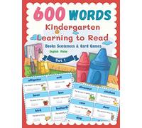 600 Words Kindergarten Learning to Read Books Sentences & Card Games English Malay Set 1: Smart Guided Reading Level for Preschool, Pre-K and ... colors with pictures workbook for kids