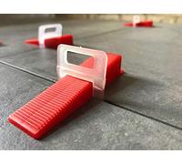 6000 Clips 2,0mm & 1000 Cales - Système de nivellement de carrelage Aide à la pose | KACHEL GOTT® - pour carrelage épaisseur 3-12 mm (6000 Laschen 1000 Keile, 2,0mm)