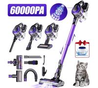 60000PA/500W Aspirateur balai sans fil, 50 Minutes Autonomie Aspirateur sans fil,Tube Flex,8 en 1 Aspirateur balai avec Idéal pour les Poils D'animaux