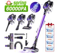 60000PA Aspirateur sans fil, Aspirateur sans fil, 12 in1 Aspirateur sans fil Moteur sans balais jusqu'à 50min,pour poils d'animaux,550W