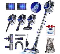 60000PA Aspirateur sans fil, Aspirateur sans fil, 12 in1 Aspirateur sans fil Moteur sans balais jusqu'à 50min,pour poils d'animaux,550W，2AKKU
