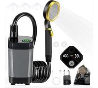 6000mAh 7800mAh 9000mAh Camping Shower Pump with LED Display Showing Resting Charge and Water Temperature in Fahrenheit (9000mA Gris)
