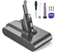 6000mAh Batterie pour Dyson V8 SV10, Compatible avec Dyson V8 Absolute/Animal/Fluffy SV10 Cordless Vacuum avec 2 Filtres + 1 Tournevis + 3 Vis + 1 Brosse