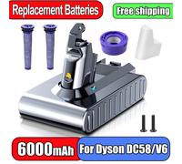 6000mAh For Dyson V6 batterie batterie au Lithium Rechargeable For Dyson DC58 DC59 DC61 DC62 21.6V batterie Batteries d'aspirateur set 3