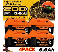6000mAh pour Dewalt DCB200 20V batterie DCB205 DCB206 DCB209 DCB181 DCB182 remplacement outil électrique Batteries au Lithium avec Charge 6A 1 PCS 6000mah