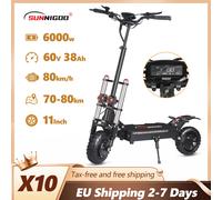 6000W puissant Scooter électrique 60V 38Ah vitesse maximale 85 km/h 100km portée 11 ''pneu double amortisseur pliant EScooter pour adultes 6000W 60V 38AH