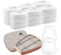 6001 Rechange Filtres de Protection Respiratoire Réutilisable Kit, 60 Cotons Filtrants, pour Filtration Purifier, Face Protection, Compatible 6100/6200 / 7501/7502 / 6502/6800