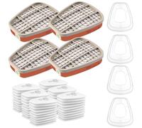 6001 Rechange Filtres de Protection Respiratoire Réutilisable Kit, 60 Cotons Filtrants, pour Filtration Purifier, Face Protection, Compatible 6100/6200 / 7501/7502 / 6502/6800 Blanc